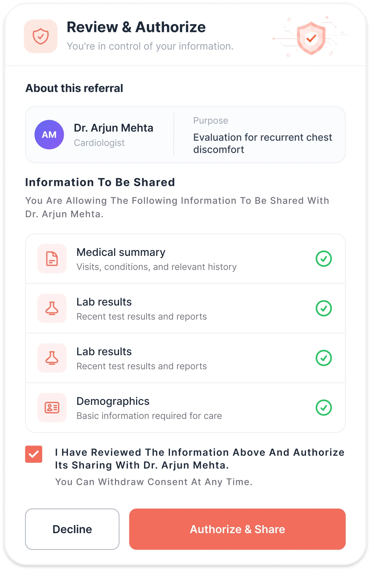 Patient Consent UI Mockup